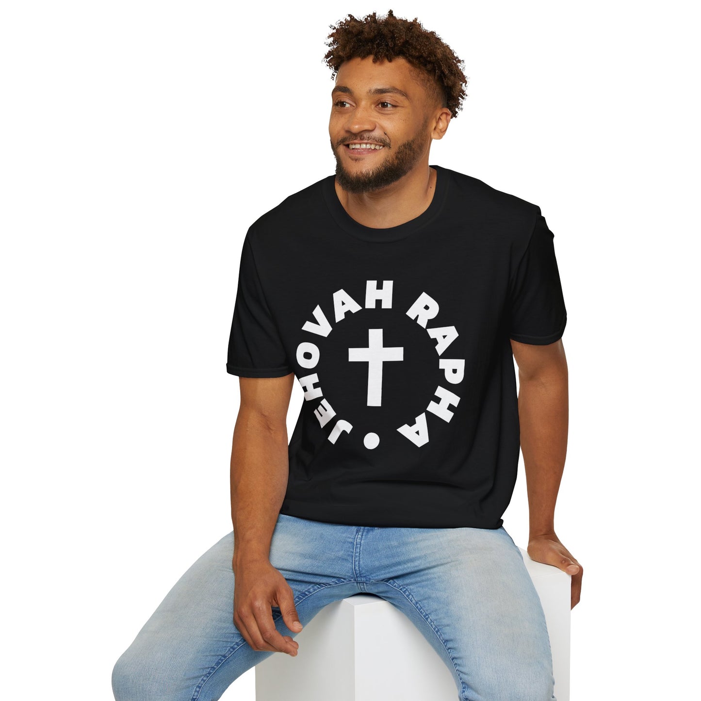 Christian T-Shirt — "Jehovah Rapha" Cross Faith Tee