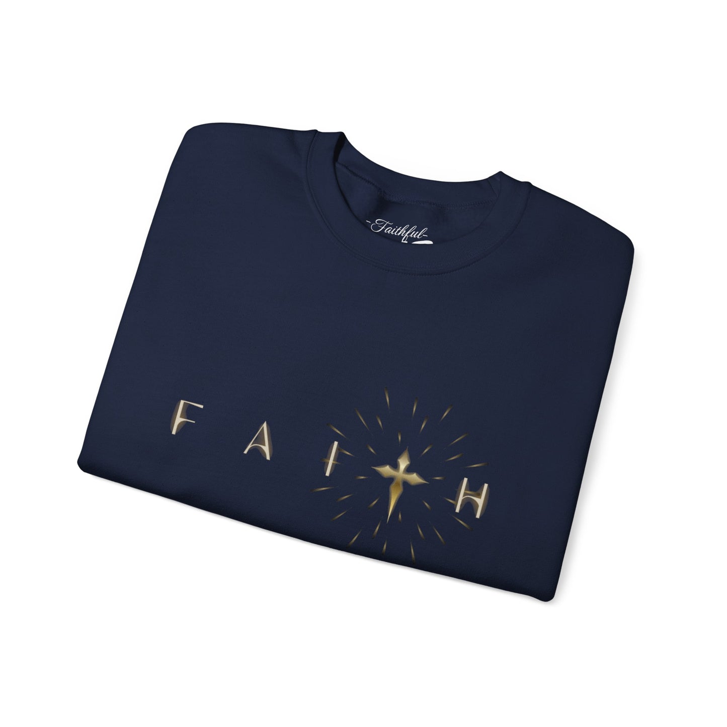 Faith Cross Crewneck Sweatshirt — "Matthewn28:19" Baptism Verse Christian Pullover