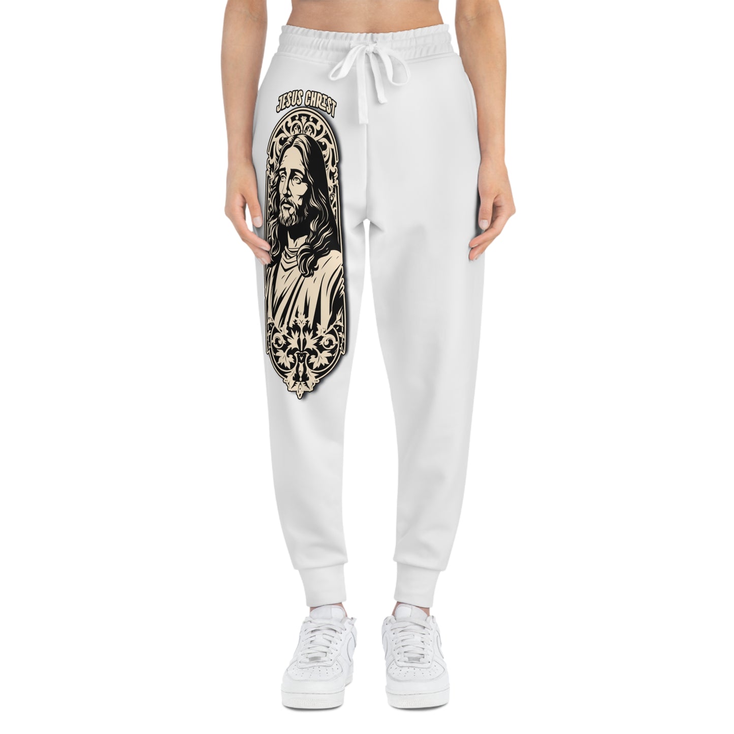 Jesus Graphic Joggers — Vintage Sacred Heart Athletic Pants