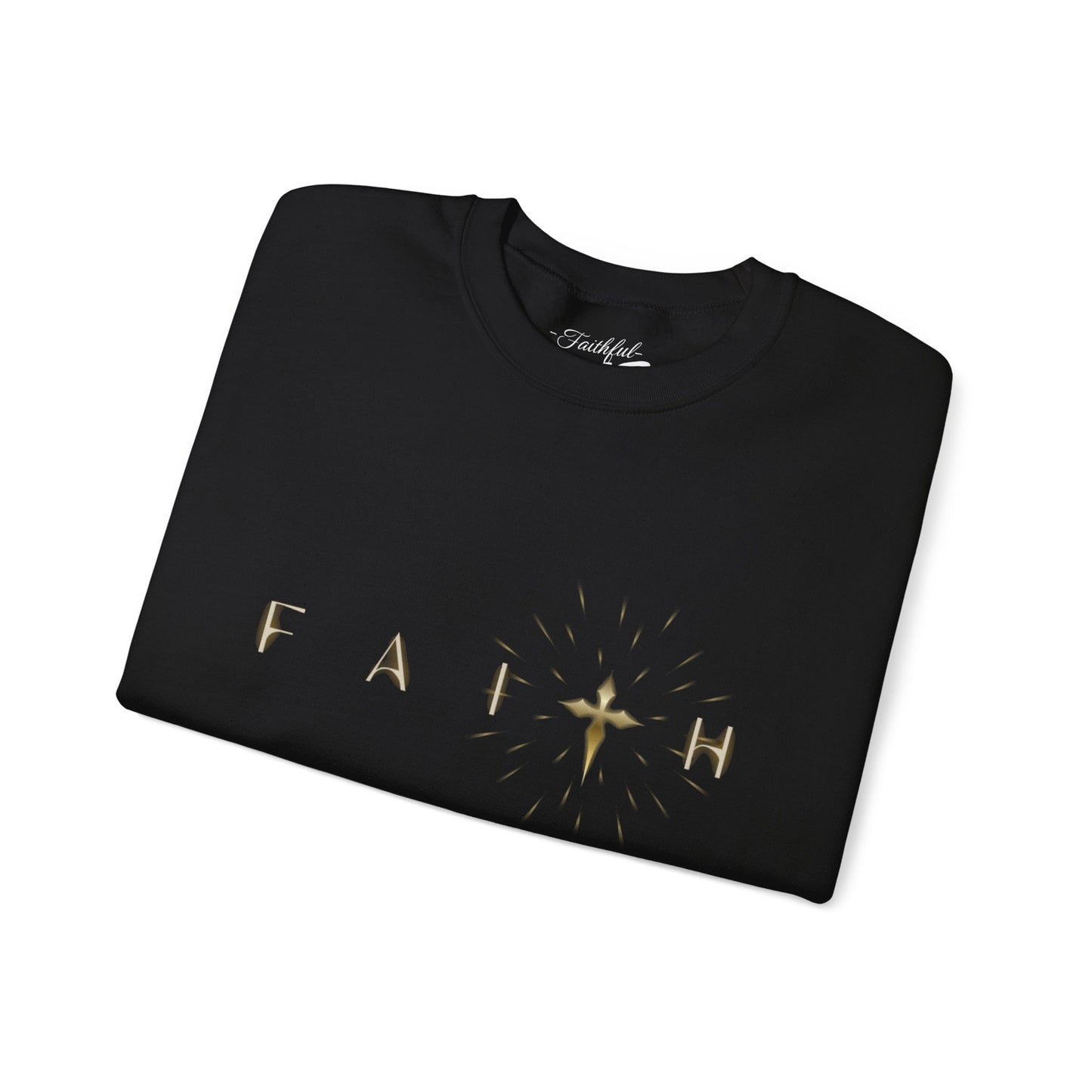 Faith Cross Crewneck Sweatshirt — "Matthewn28:19" Baptism Verse Christian Pullover