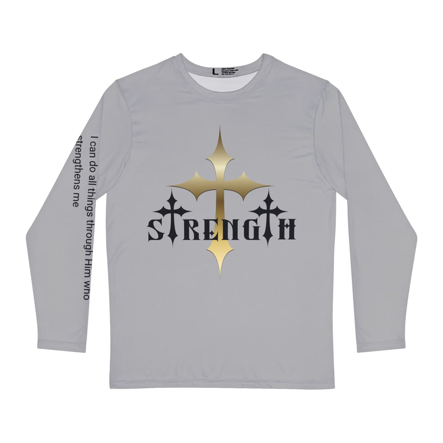 Strength Cross Long Sleeve Shirt – Christian Faith Philippians 4:13 Inspirational Tee