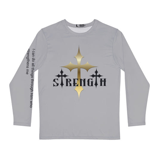 Strength Cross Long Sleeve Shirt – Christian Faith Philippians 4:13 Inspirational Tee