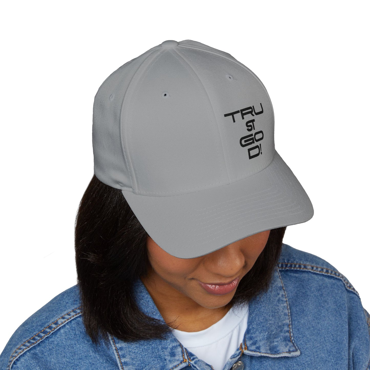 Embroidered 'TRUST GOD' Cross Cap – Structured Closed-Back Baseball Hat
