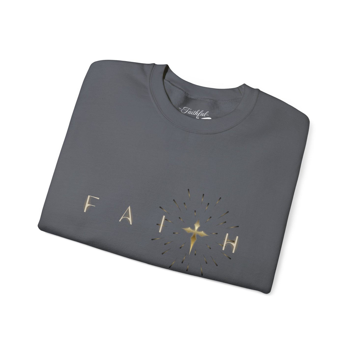 Faith Cross Crewneck Sweatshirt — "Matthewn28:19" Baptism Verse Christian Pullover