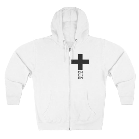 Zip Hoodie — "Chosen" Cross & "My Rescue Story" Christian Graphic