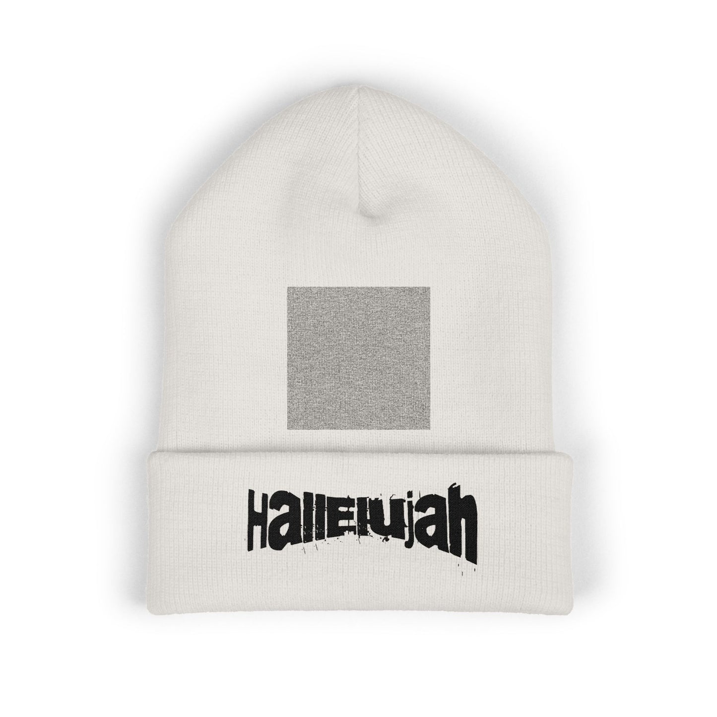 Hallelujah Embroidered Cuffed Beanie — Classic Knit Winter Hat