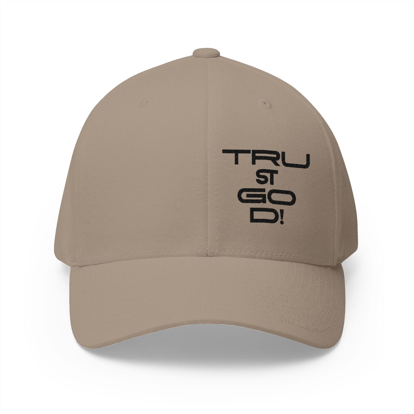 Embroidered 'TRUST GOD' Cross Cap – Structured Closed-Back Baseball Hat