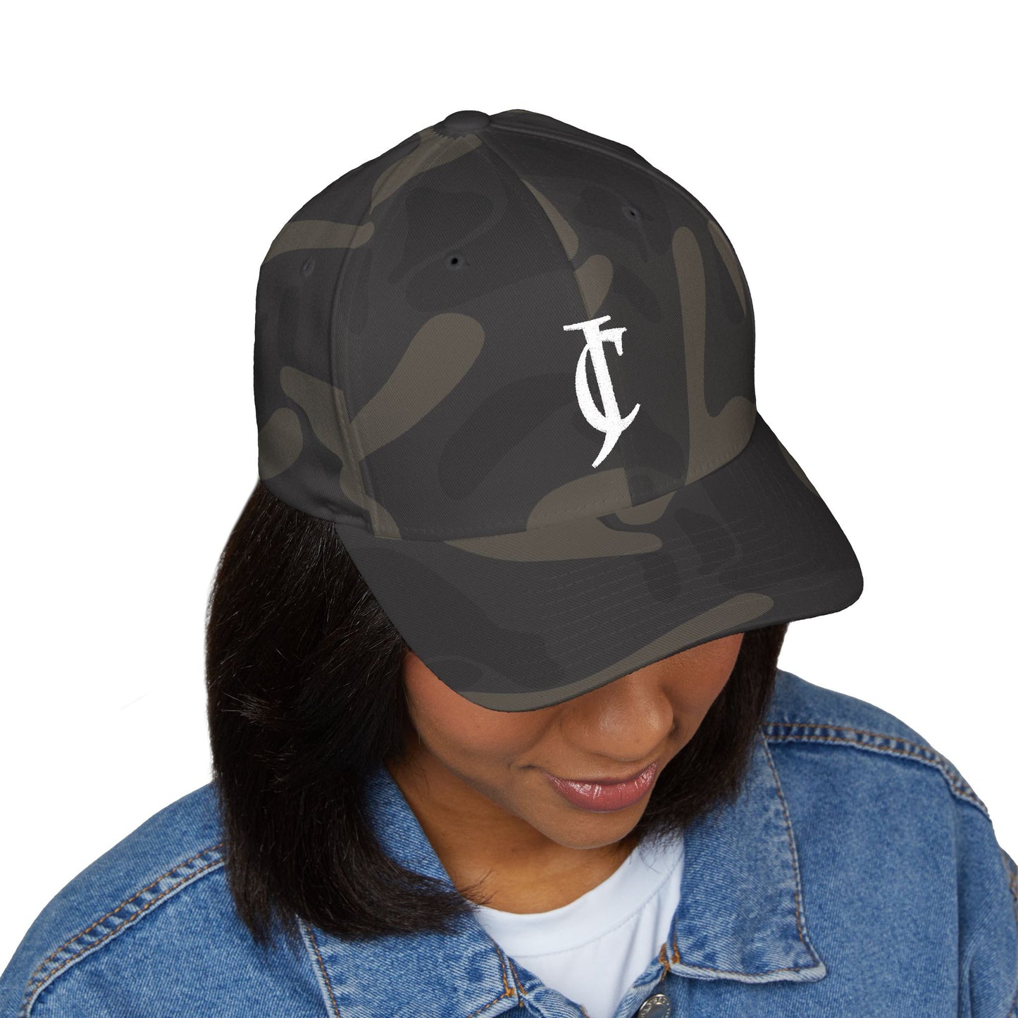 Embroidered Monogram Cap — Distressed 'JC' Initial Baseball Hat