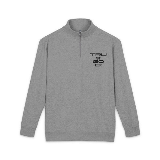 Embroidered 'YHWH' Crown Fleece Pullover — Zip Mockneck Sweatshirt