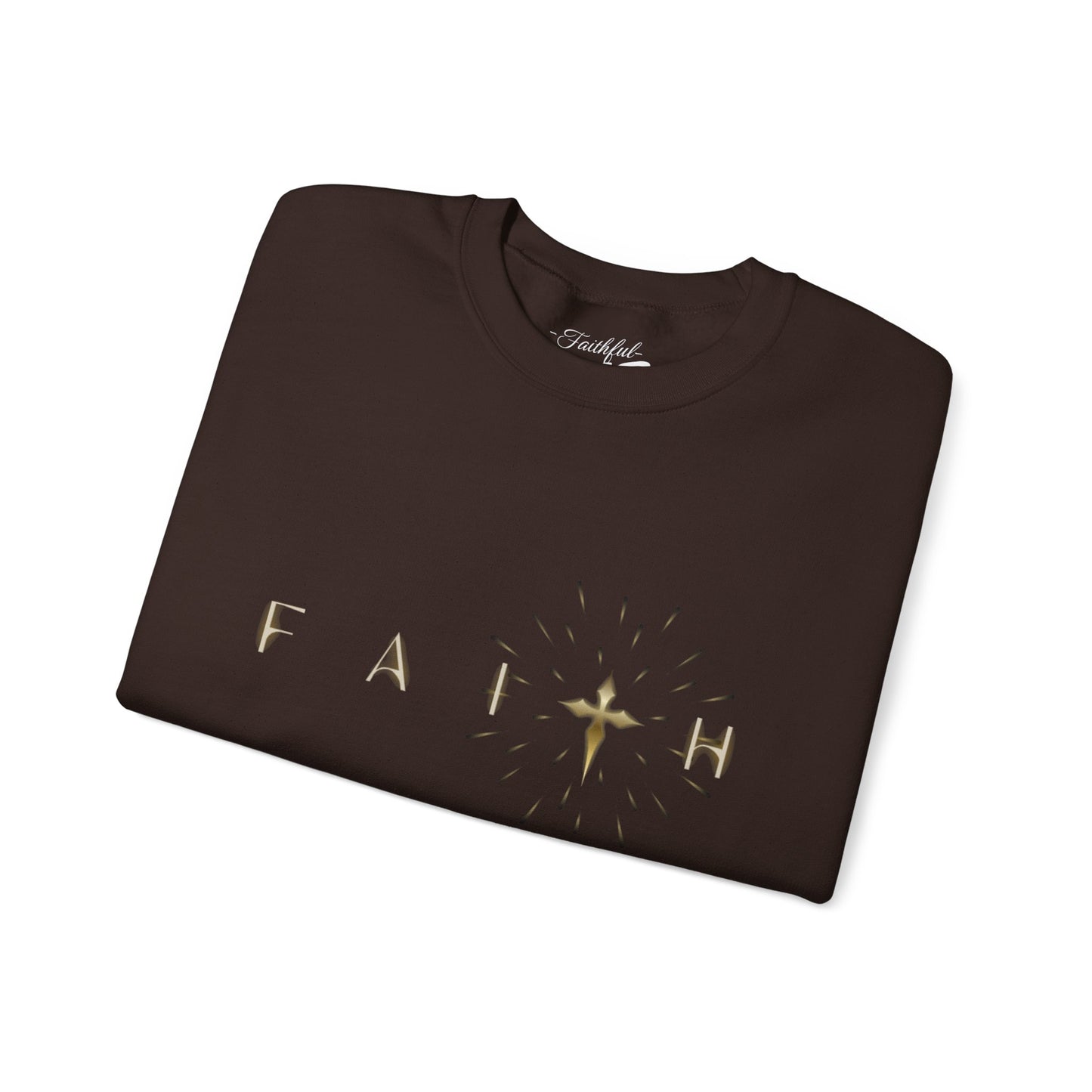 Faith Cross Crewneck Sweatshirt — "Matthewn28:19" Baptism Verse Christian Pullover