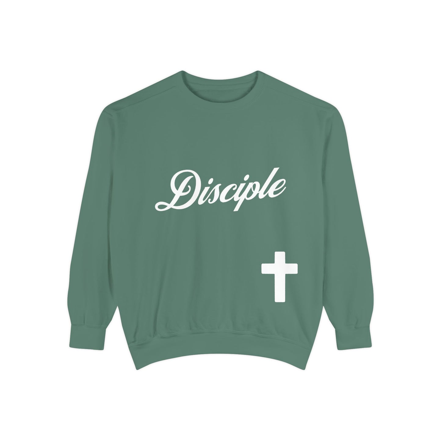 Disciple Sweatshirt — Christian Cross Garment-Dyed Crewneck
