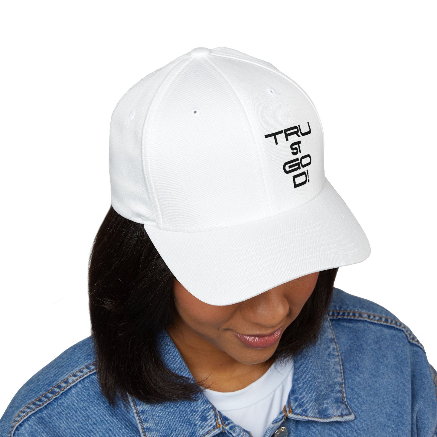 Embroidered 'TRUST GOD' Cross Cap – Structured Closed-Back Baseball Hat