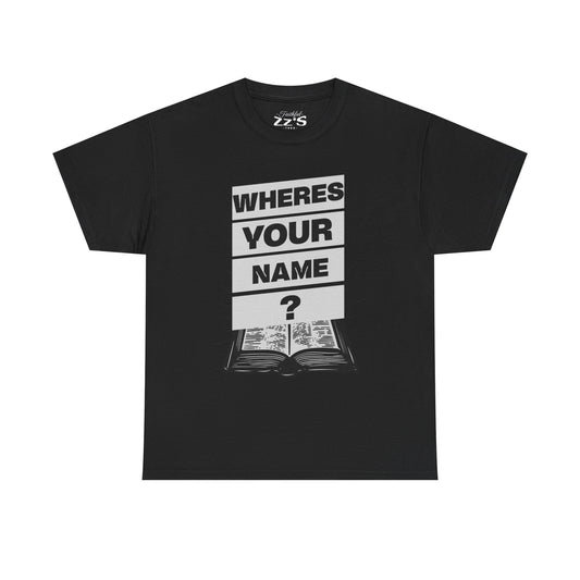 T-Shirt — "Where's Your Name?" Vintage Book Graphic Tee