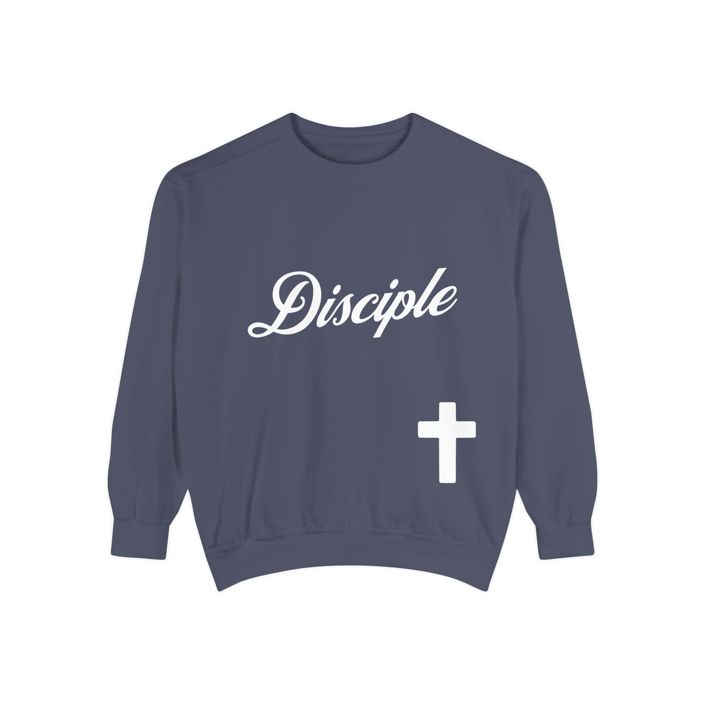 Disciple Sweatshirt — Christian Cross Garment-Dyed Crewneck