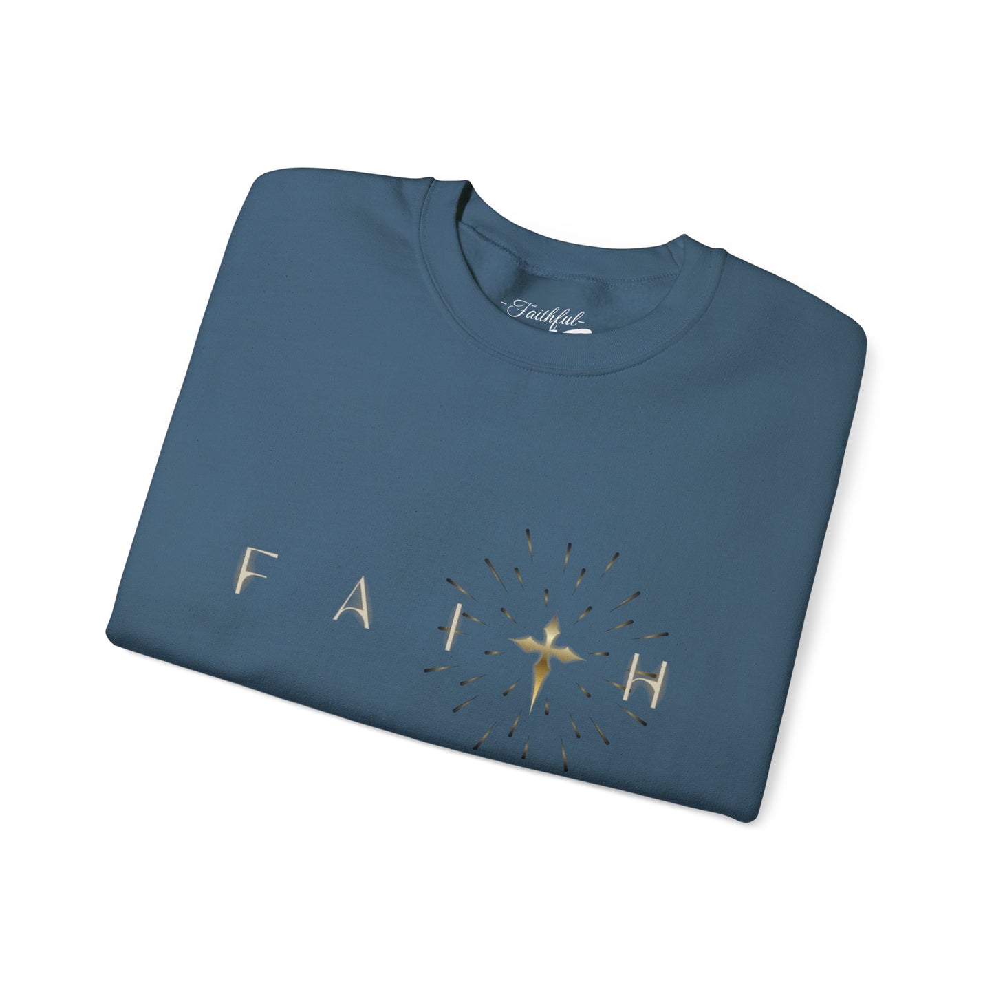 Faith Cross Crewneck Sweatshirt — "Matthewn28:19" Baptism Verse Christian Pullover