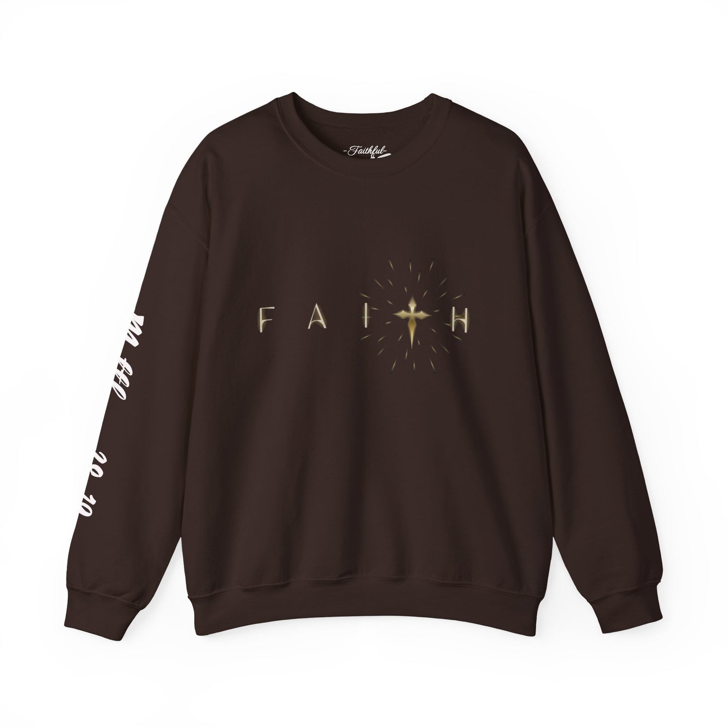 Faith Cross Crewneck Sweatshirt — "Matthewn28:19" Baptism Verse Christian Pullover