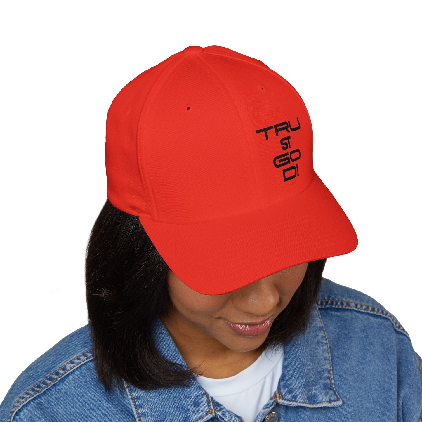 Embroidered 'TRUST GOD' Cross Cap – Structured Closed-Back Baseball Hat