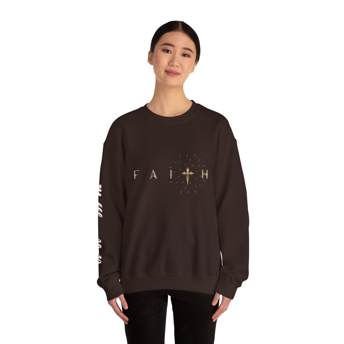 Faith Cross Crewneck Sweatshirt — "Matthewn28:19" Baptism Verse Christian Pullover