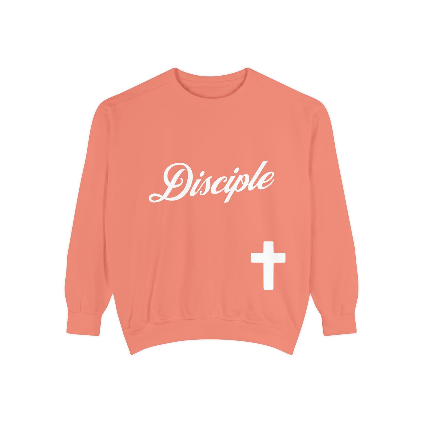 Disciple Sweatshirt — Christian Cross Garment-Dyed Crewneck