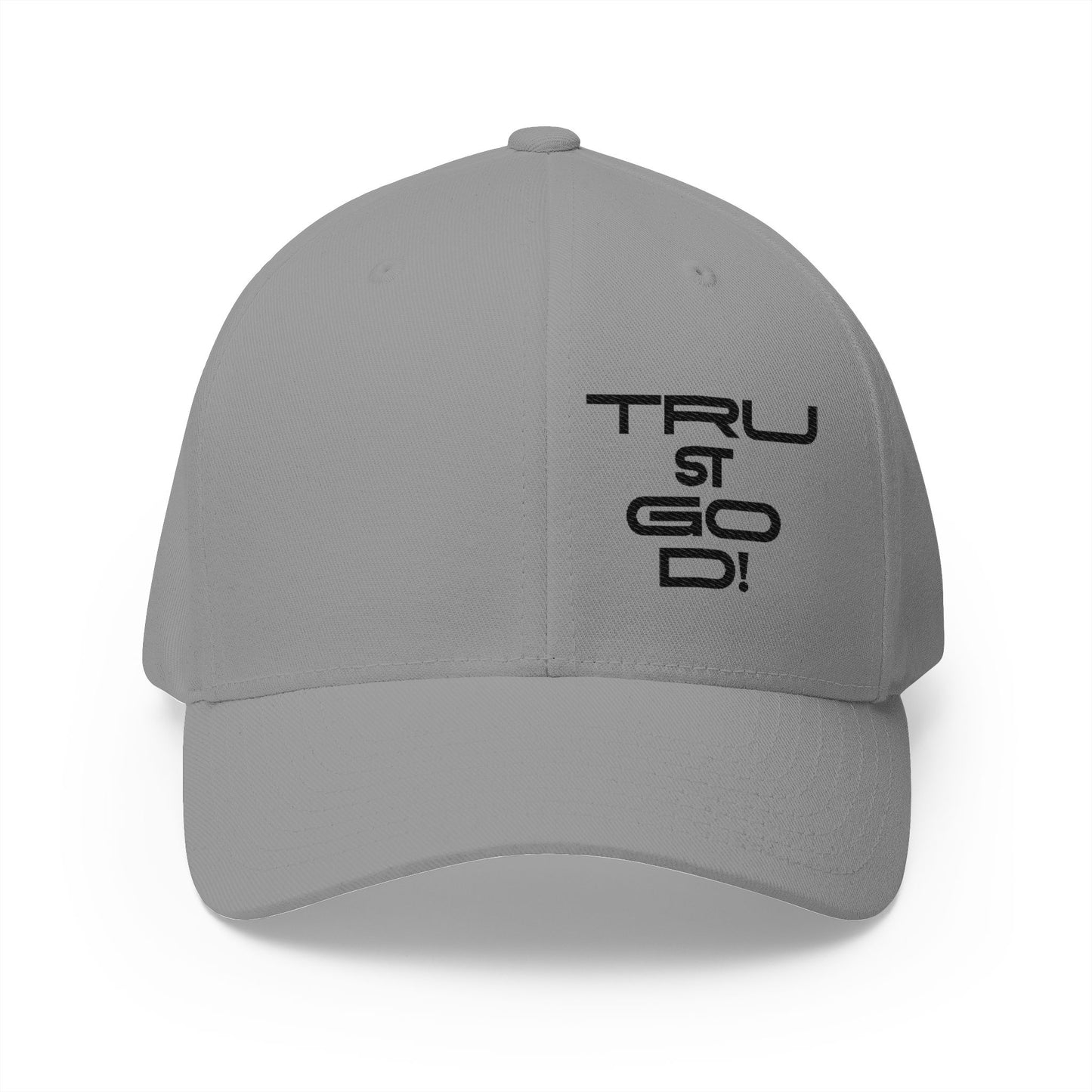 Embroidered 'TRUST GOD' Cross Cap – Structured Closed-Back Baseball Hat