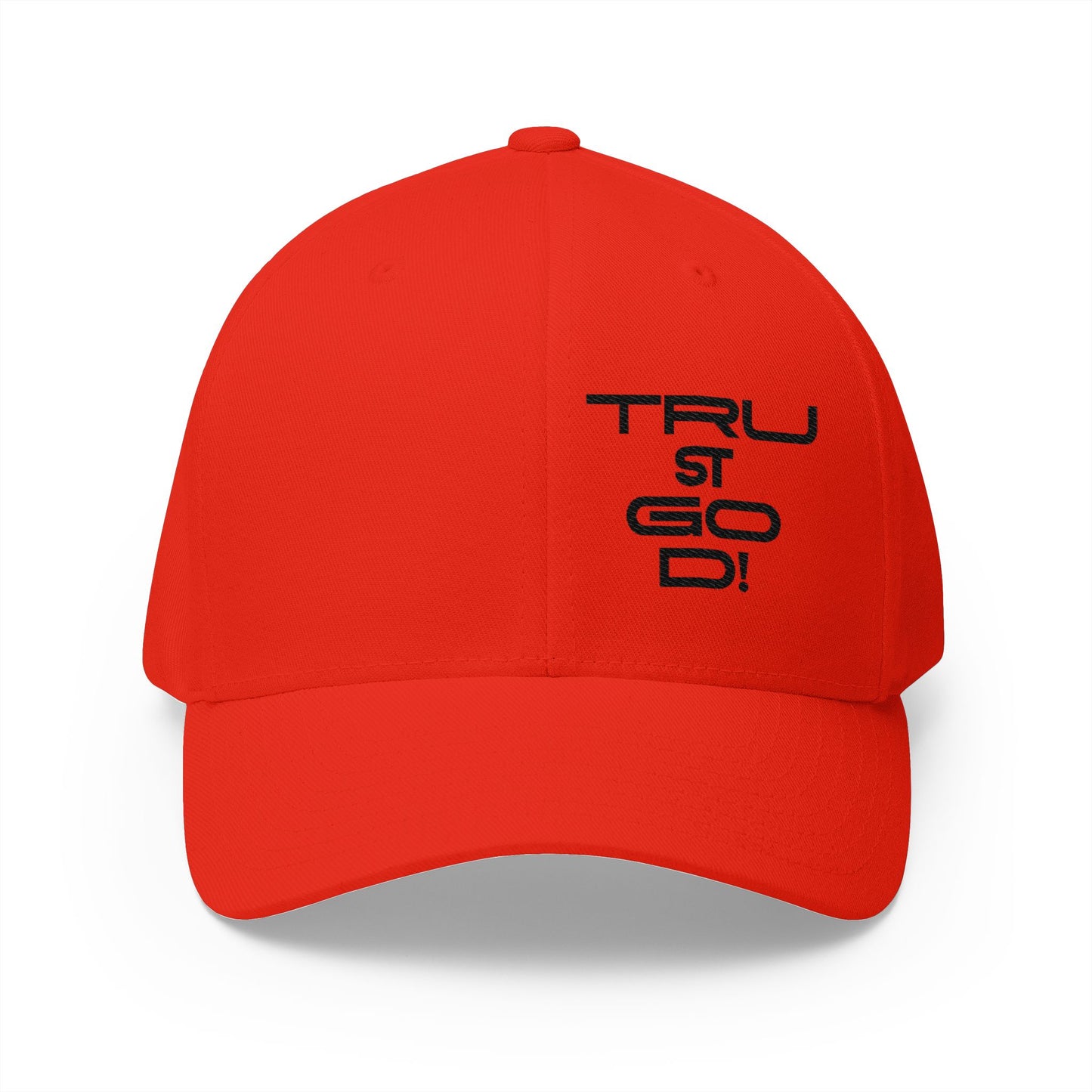 Embroidered 'TRUST GOD' Cross Cap – Structured Closed-Back Baseball Hat