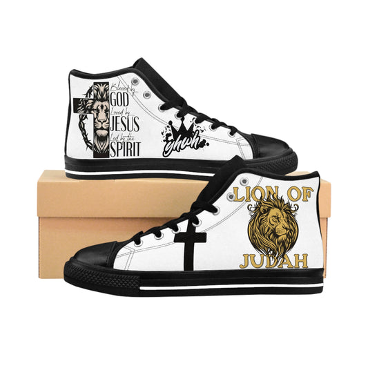 Lion of Judah High-Top Sneakers — Jesus Cross Faith Shoes