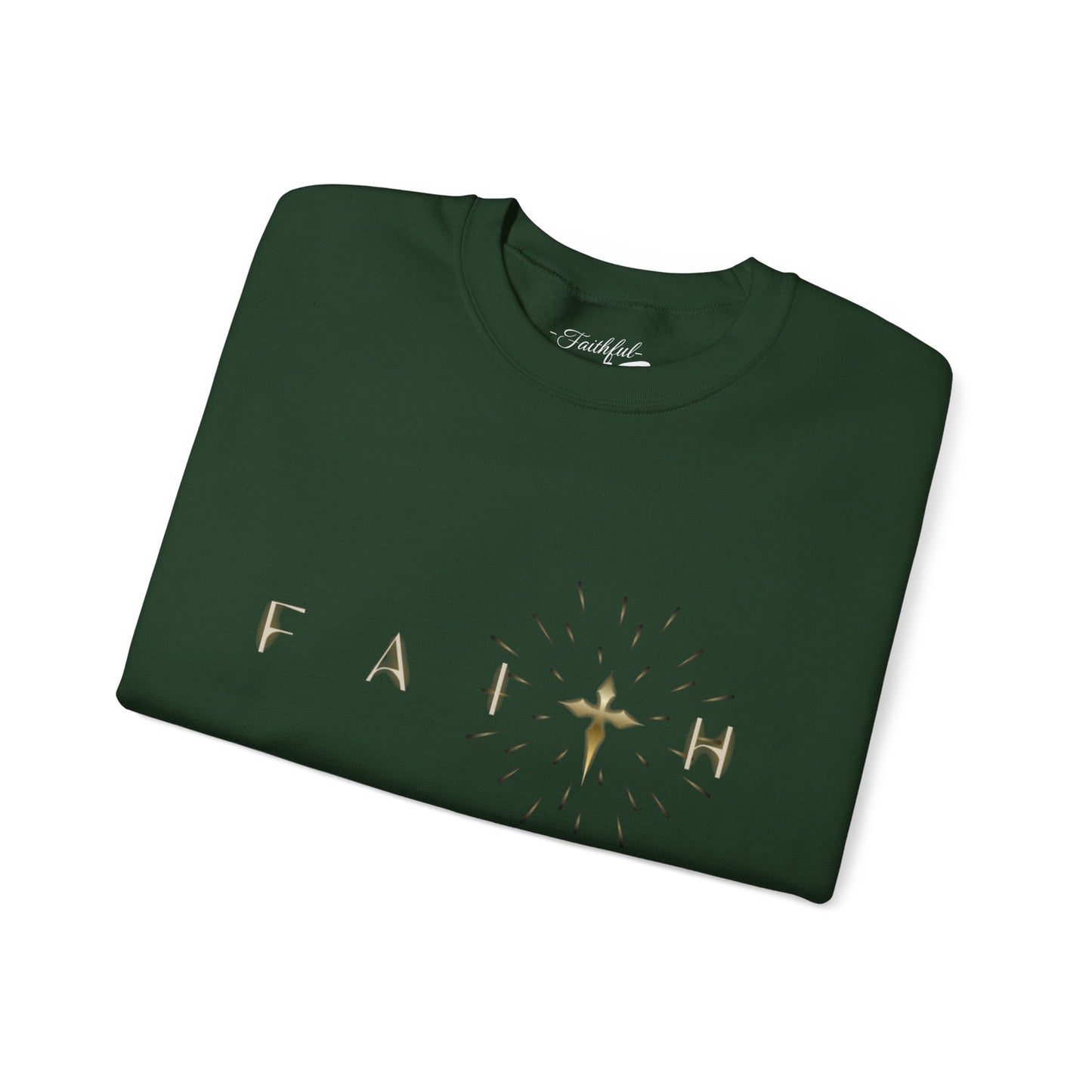 Faith Cross Crewneck Sweatshirt — "Matthewn28:19" Baptism Verse Christian Pullover