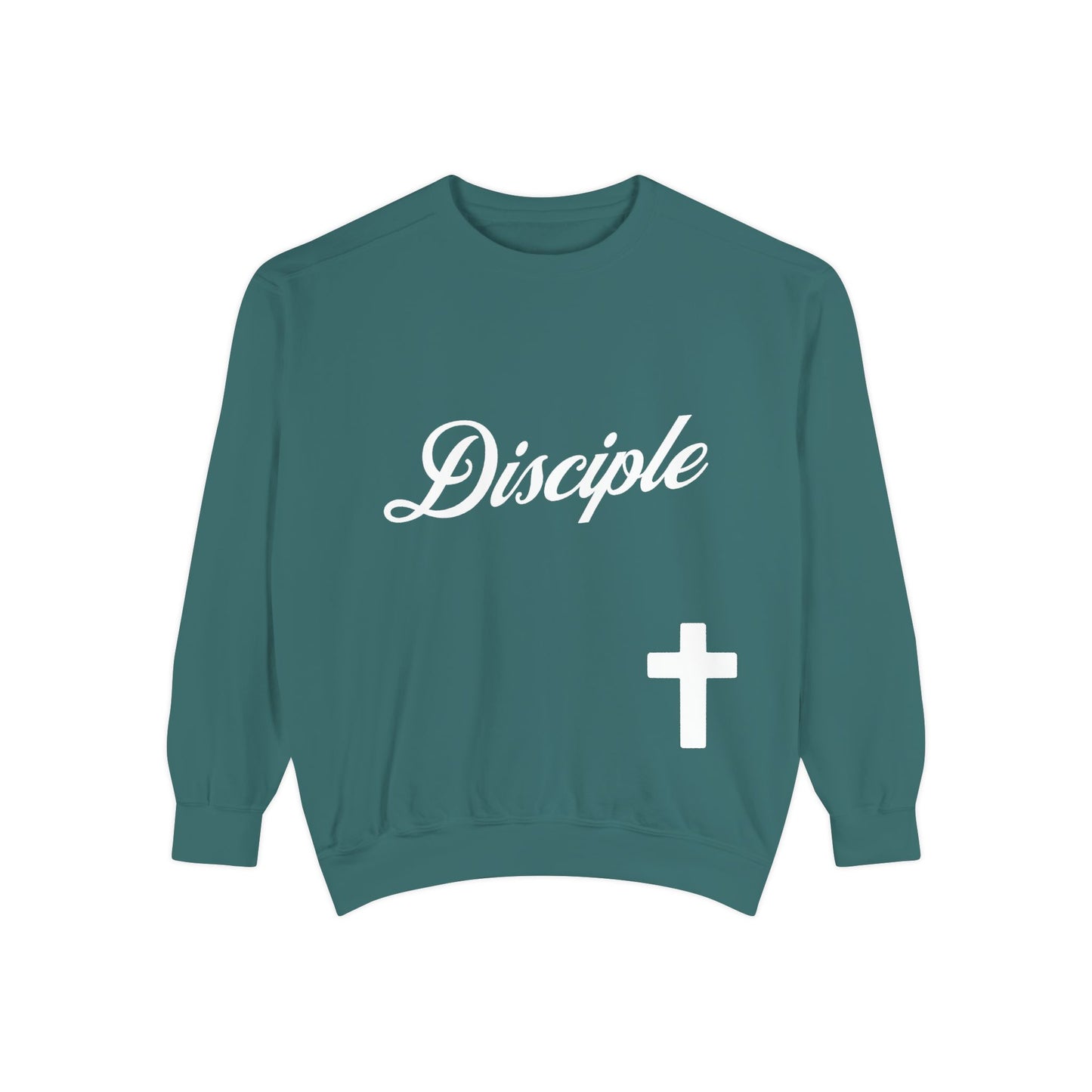 Disciple Sweatshirt — Christian Cross Garment-Dyed Crewneck