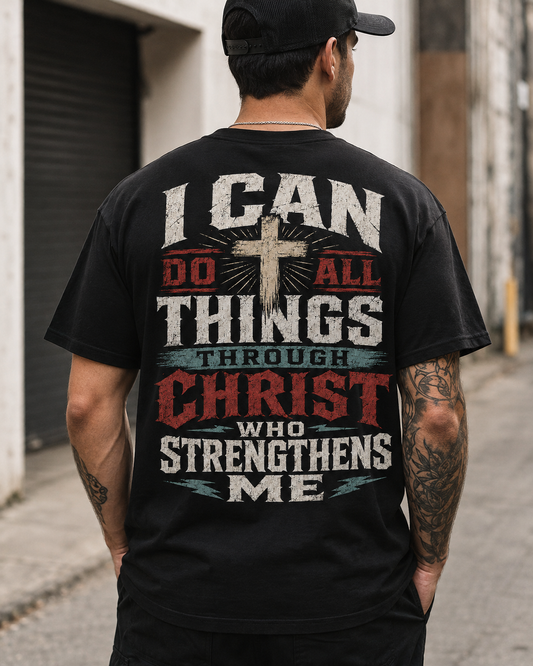 Philippians 4:13 Christian T-Shirt | Distressed Faith Streetwear Tee