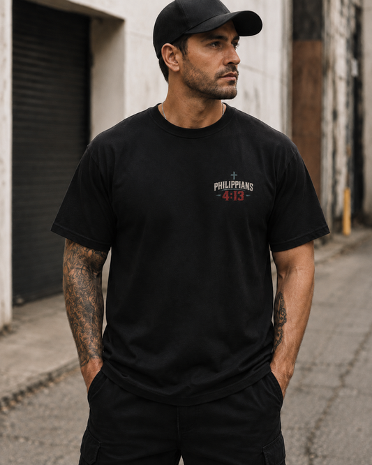Philippians 4:13 Christian T-Shirt | Distressed Faith Streetwear Tee