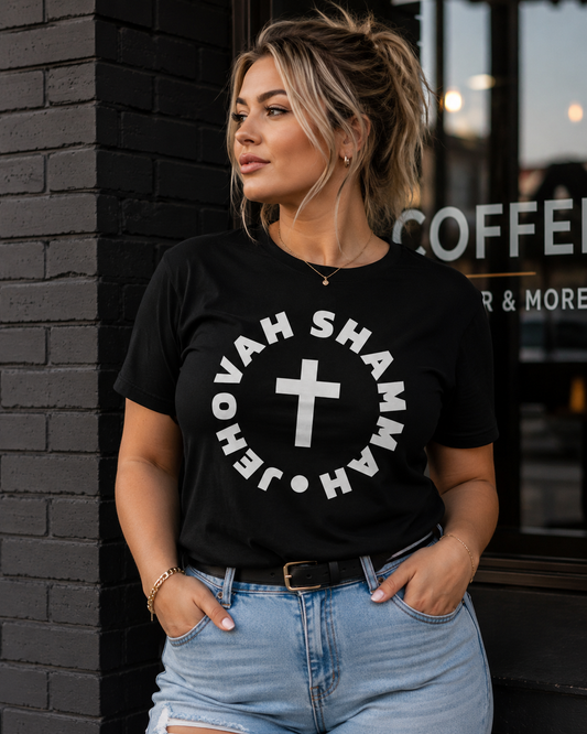 Jehovah Shammah Cross T-Shirt — Christian Faith Tee