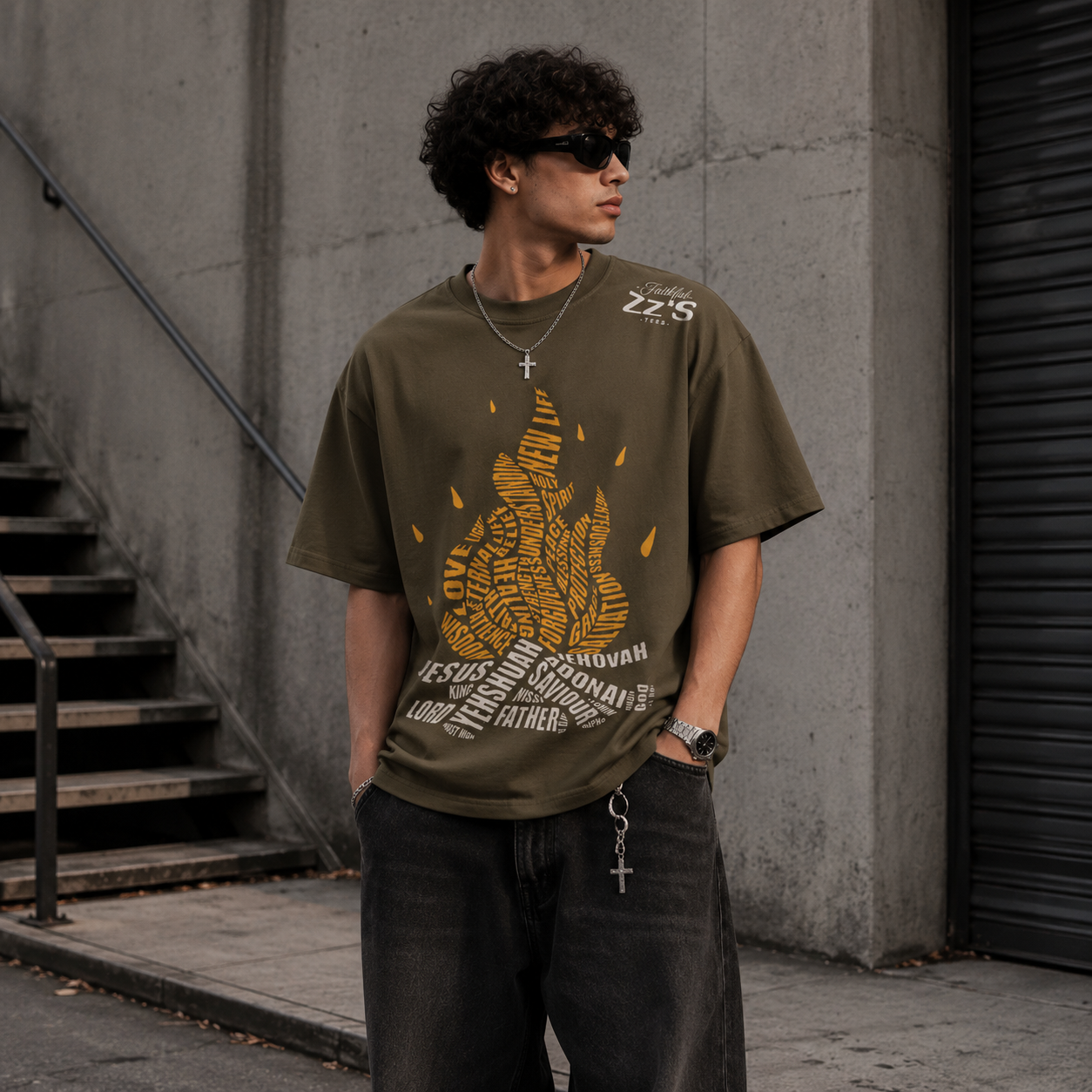 T-Shirt - Christian Flame Typography Tee (Jesus • Jehovah • Father)