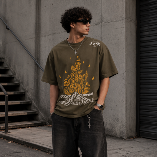 T-Shirt - Christian Flame Typography Tee (Jesus • Jehovah • Father)