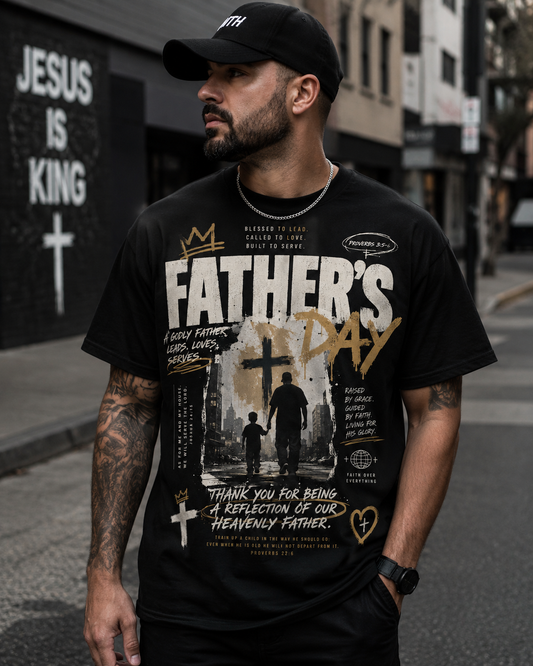 Father's Day Christian Streetwear Shirt | Faith Over Everything | Godly Father Graphic Tee