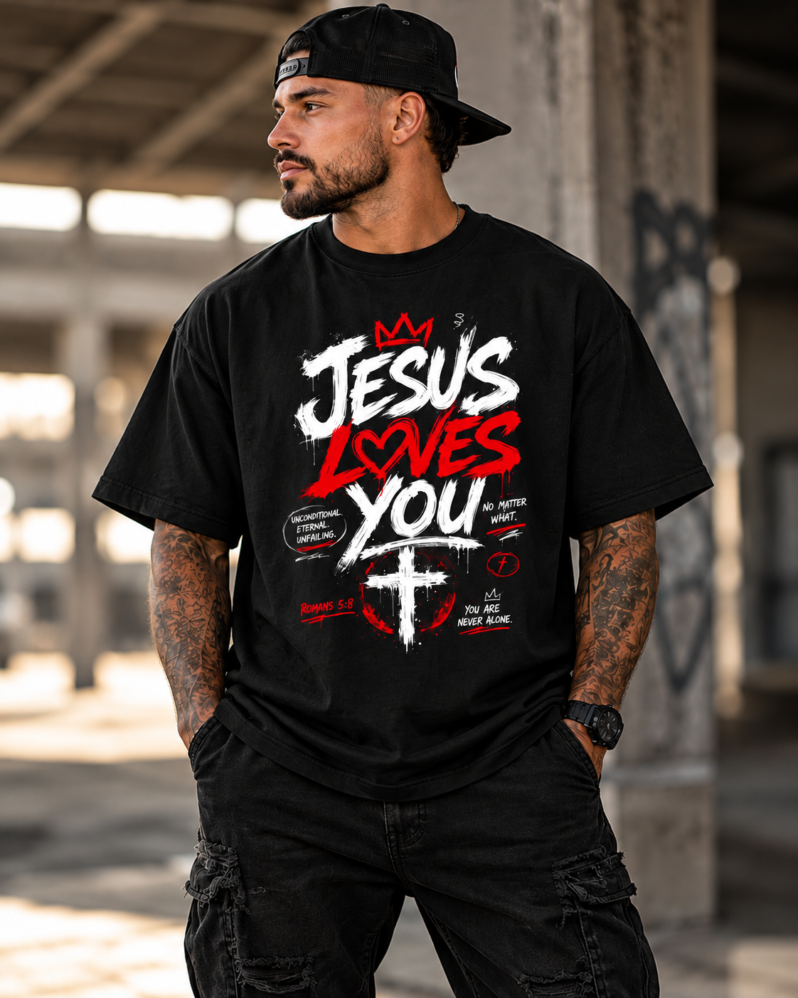 Jesus Loves You — Romans 5:8 Christian T-Shirt